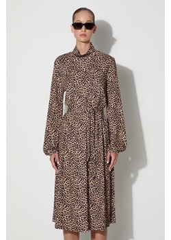 A.P.C. sukienka kolor brązowy midi prosta LYAAR.F05988-BLACK/WHIT ze sklepu PRM w kategorii Sukienki - zdjęcie 174537410