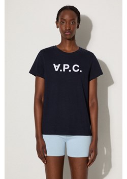 A.P.C. t-shirt bawełniany VPC Colour kolor granatowy COBQX.F26944-DARKNAVY ze sklepu PRM w kategorii Bluzki damskie - zdjęcie 174537460