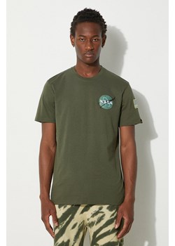 Alpha Industries t-shirt bawełniany kolor zielony gładki 176507.257-ZIELONY ze sklepu PRM w kategorii T-shirty męskie - zdjęcie 174537500