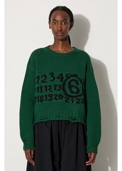 MM6 Maison Margiela sweter wełniany damski kolor zielony ciepły S62HL0029.M13074 ze sklepu PRM w kategorii Swetry damskie - zdjęcie 174537732
