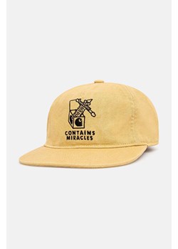 Carhartt WIP czapka z daszkiem bawełniana Stamp Cap kolor beżowy z aplikacją I033625.23FXX ze sklepu PRM w kategorii Czapki z daszkiem damskie - zdjęcie 174537820