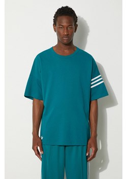 adidas Originals t-shirt bawełniany Neuclassics Tee męski kolor turkusowy z aplikacją JF9138 ze sklepu PRM w kategorii T-shirty męskie - zdjęcie 174538234