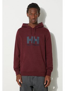 Helly Hansen bluza bawełniana HH LOGO HOODIE męska kolor bordowy z kapturem z aplikacją 33977 ze sklepu PRM w kategorii Bluzy męskie - zdjęcie 174538290