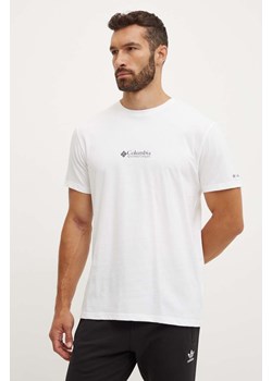 Columbia t-shirt męski kolor biały z nadrukiem ze sklepu PRM w kategorii T-shirty męskie - zdjęcie 174538300