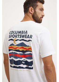 Columbia t-shirt bawełniany kolor biały wzorzysty ze sklepu PRM w kategorii T-shirty męskie - zdjęcie 174538492