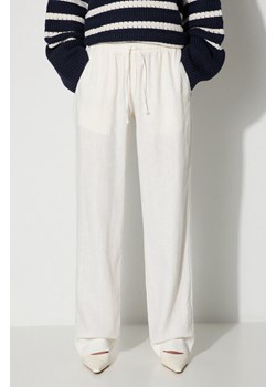Samsoe Samsoe spodnie lniane HOYS kolor biały proste medium waist F23900002 ze sklepu PRM w kategorii Spodnie damskie - zdjęcie 174538581