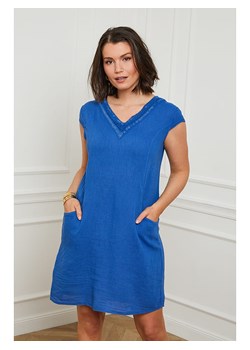 Curvy Lady Lniana sukienka w kolorze niebieskim ze sklepu Limango Polska w kategorii Sukienki - zdjęcie 174542111