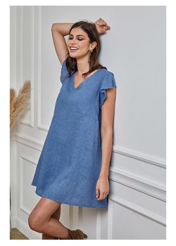 La Compagnie Du Lin Lniana sukienka &quot;Emeraude&quot; w kolorze niebieskim ze sklepu Limango Polska w kategorii Sukienki - zdjęcie 174550282