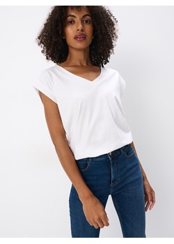 Mohito - Biały t-shirt z krótkim rękawem - biały ze sklepu Mohito w kategorii Bluzki damskie - zdjęcie 174551363