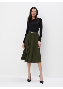 Mohito - Plisowana zielona spódnica midi - khaki ze sklepu Mohito w kategorii Spódnice - zdjęcie 174551373