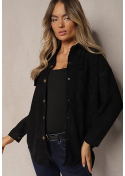 Czarna Klasyczna Koszula Sztruksowa Nevettis ze sklepu Renee odzież w kategorii Koszule damskie - zdjęcie 174552213
