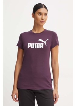 Puma t-shirt bawełniany kolor fioletowy 586775 ze sklepu ANSWEAR.com w kategorii Bluzki damskie - zdjęcie 174553404