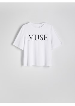 Reserved - T-shirt oversize z haftem - biały ze sklepu Reserved w kategorii Bluzki damskie - zdjęcie 174554450