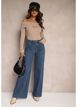 Niebieskie Szerokie Jeansy z Elastycznej Bawełny Mevalith ze sklepu Renee odzież w kategorii Jeansy damskie - zdjęcie 174554682