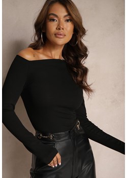 Czarna Bluzka o Asymetrycznym Dekolcie z Wiskozą i Bawełną Moveane ze sklepu Renee odzież w kategorii Bluzki damskie - zdjęcie 174554832