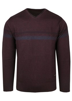 Elegancki Męski Sweter z Dekoltem w Serek (V-Neck) - Trikko - Bordowy SWKOWtrikko084bordoV ze sklepu JegoSzafa.pl w kategorii Swetry męskie - zdjęcie 174556152