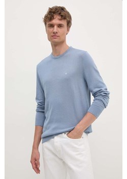 Calvin Klein sweter z domieszką jedwabiu kolor niebieski lekki K10K113549 ze sklepu ANSWEAR.com w kategorii Swetry męskie - zdjęcie 174556883