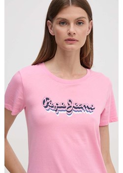 Pepe Jeans t-shirt bawełniany ENARA damski kolor różowy PL505879 ze sklepu ANSWEAR.com w kategorii Bluzki damskie - zdjęcie 174556963