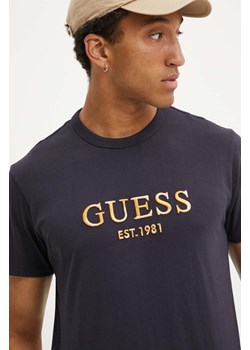 Guess t-shirt bawełniany męski kolor granatowy z aplikacją M4YI17 I3Z14 ze sklepu ANSWEAR.com w kategorii T-shirty męskie - zdjęcie 174556973