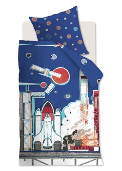 Hanneke de Jager Komplet pościeli renforcé &quot;Rocket Ship&quot; w kolorze niebieskim ze wzorem ze sklepu Limango Polska w kategorii Pościel dziecięca - zdjęcie 174558564
