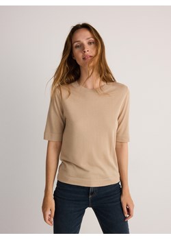 Reserved - Bluzka z domieszką jedwabiu - beżowy ze sklepu Reserved w kategorii Swetry damskie - zdjęcie 174561870