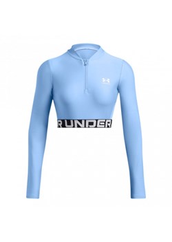 Damski longsleeve treningowy Under Armour Heatgear Rib 1/4 Zip Ls - niebieski ze sklepu Sportstylestory.com w kategorii Bluzki damskie - zdjęcie 174562474