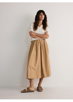 Reserved - Spódnica midi - beżowy ze sklepu Reserved w kategorii Spódnice - zdjęcie 174563531