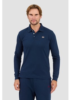 LA MARTINA Granatowy longlevee polo Piquet Stretch, Wybierz rozmiar 3XL ze sklepu outfit.pl w kategorii T-shirty męskie - zdjęcie 174566883