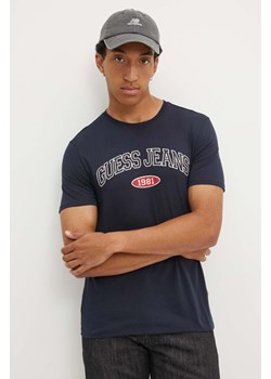 Guess Jeans t-shirt bawełniany męski kolor granatowy z nadrukiem M4YI57 K8HM0 ze sklepu ANSWEAR.com w kategorii T-shirty męskie - zdjęcie 174567894