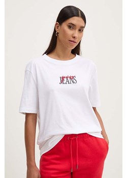 Guess Jeans t-shirt bawełniany damski kolor biały W4YI07 K8HM0 ze sklepu ANSWEAR.com w kategorii Bluzki damskie - zdjęcie 174572051