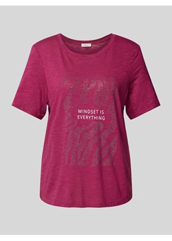 T-shirt z prążkowanym okrągłym dekoltem ze sklepu Peek&Cloppenburg  w kategorii Bluzki damskie - zdjęcie 174572574