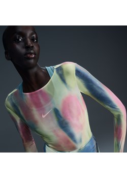 Półprzezroczysta koszulka z długim rękawem i nadrukiem Dri-FIT Nike Women's Artist Collection - Różowy ze sklepu Nike poland w kategorii Bluzki damskie - zdjęcie 174573283
