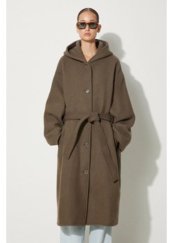 Samsoe Samsoe płaszcz wełniany kolor brązowy przejściowy oversize ze sklepu PRM w kategorii Płaszcze damskie - zdjęcie 174574301
