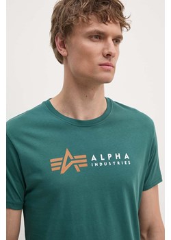 Alpha Industries t-shirt bawełniany męski kolor zielony z nadrukiem ze sklepu PRM w kategorii T-shirty męskie - zdjęcie 174574321