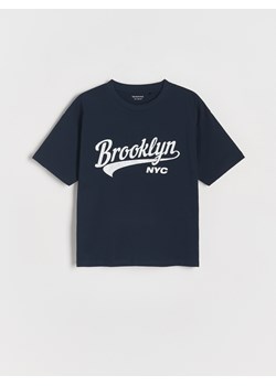 Reserved - Bawełniany t-shirt oversize - granatowy ze sklepu Reserved w kategorii T-shirty chłopięce - zdjęcie 174575950