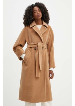 Marella płaszcz wełniany kolor beżowy przejściowy oversize 2423016082200 ze sklepu ANSWEAR.com w kategorii Płaszcze damskie - zdjęcie 174578794