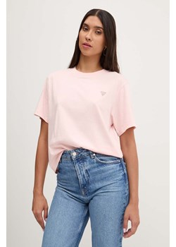 Guess Jeans t-shirt bawełniany damski kolor różowy W4YI05 K8HM0 ze sklepu ANSWEAR.com w kategorii Bluzki damskie - zdjęcie 174579193
