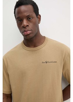 Polo Ralph Lauren t-shirt bawełniany męski kolor beżowy z nadrukiem 710939583 ze sklepu ANSWEAR.com w kategorii T-shirty męskie - zdjęcie 174579331