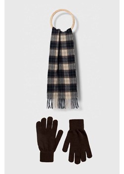 Barbour szalik i rękawiczki Tartan Scarf &amp; Glove Gift Set kolor brązowy wzorzysty MGS0018 ze sklepu ANSWEAR.com w kategorii Szaliki i chusty damskie - zdjęcie 174583602