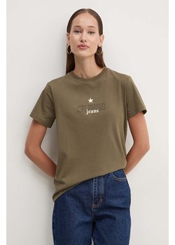 Guess Jeans t-shirt damski kolor zielony W4YI12 J1314 ze sklepu ANSWEAR.com w kategorii Bluzki damskie - zdjęcie 174583963