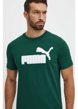 Puma t-shirt męski kolor zielony z nadrukiem 681861 ze sklepu ANSWEAR.com w kategorii T-shirty męskie - zdjęcie 174584023