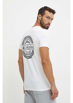Columbia t-shirt bawełniany męski kolor biały z nadrukiem ze sklepu ANSWEAR.com w kategorii T-shirty męskie - zdjęcie 174584133