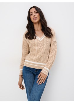 Mohito - Bawełniany beżowy sweter - beżowy ze sklepu Mohito w kategorii Swetry damskie - zdjęcie 174585802