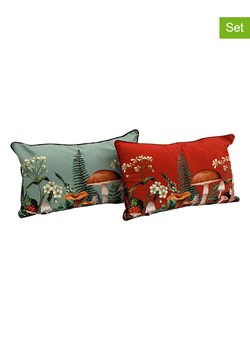 SiL Interiors Poduszki (2 szt.) &quot;Mushroom&quot; w kolorze zielono-czerwonym - 30 x 50 cm ze sklepu Limango Polska w kategorii Poduszki dekoracyjne - zdjęcie 174595273