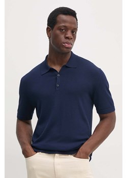 Sisley polo męski kolor granatowy gładki 112AS300H ze sklepu ANSWEAR.com w kategorii T-shirty męskie - zdjęcie 174598824