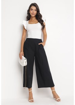 Czarne Szerokie Spodnie Bawełniane Camprell ze sklepu Born2be Odzież w kategorii Spodnie damskie - zdjęcie 174599773