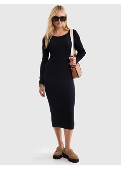 Sukienka damska z wiskozy w prążek czarna Bodinia 906 ze sklepu Big Star w kategorii Sukienki - zdjęcie 174600464
