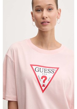 Guess Jeans t-shirt bawełniany damski kolor różowy W4YI76 K8HM0 ze sklepu ANSWEAR.com w kategorii Bluzki damskie - zdjęcie 174604431