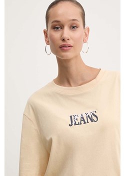 Guess Jeans t-shirt bawełniany damski kolor beżowy W4YI07 K8HM0 ze sklepu ANSWEAR.com w kategorii Bluzki damskie - zdjęcie 174604481