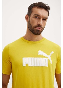 Puma t-shirt męski kolor żółty z nadrukiem 681861 ze sklepu ANSWEAR.com w kategorii T-shirty męskie - zdjęcie 174604511